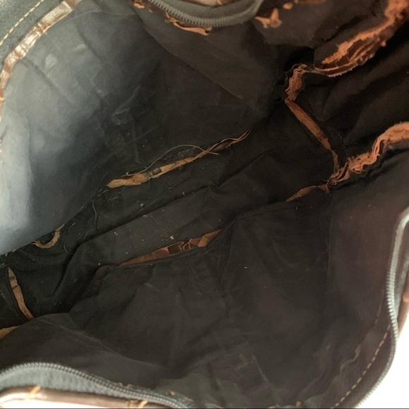 Vintage Purse Brown Leather Patchwork Design Shoulder Bag Western Grandma Rodeo - Picture 11 of 11